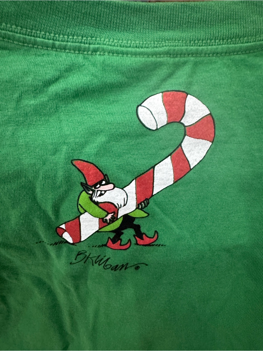 New B. Kliban Christmas Cat Candy Cane Crazy Shirts Hawaii Tee Wintergreen Dyed - Picture 9 of 11